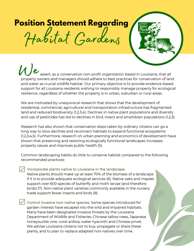 Environmental Position Statement Position Statement - Louisiana Native Plant Society