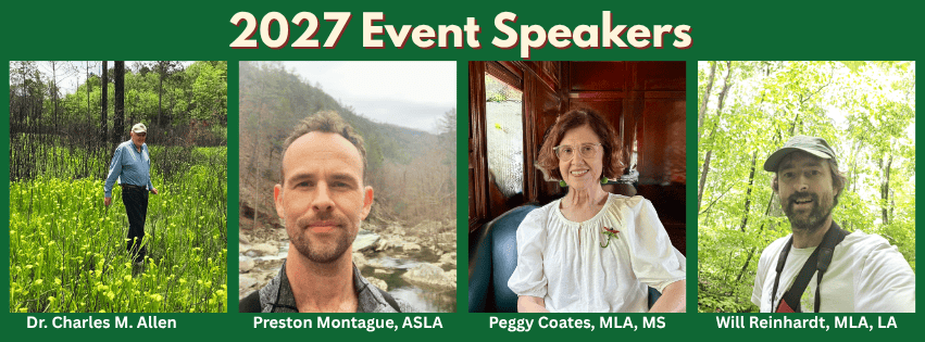 2027 Event Speakers. Dr. Charles M. Allen, Preston Montague, Peggy Coates and Will Reinhardt